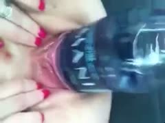 Close up homemade movie scene with me getting my slit gangbanged with a bottle